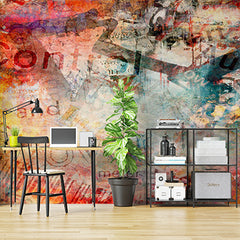 Custom Vibrant Abstract Mixed Media Graffiti Art Wall Murals