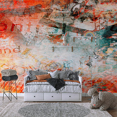 Custom Vibrant Abstract Mixed Media Graffiti Art Wall Murals
