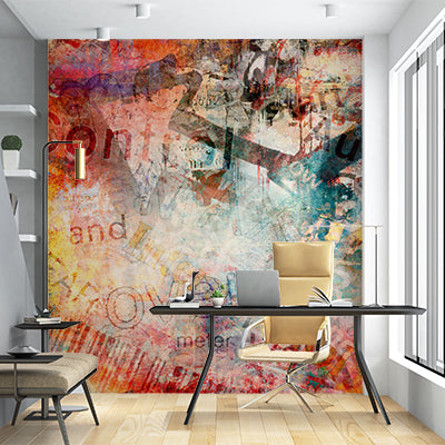 Vibrant Abstract Mixed Media Graffiti Art Wall Murals