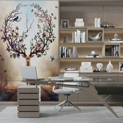Custom Deer Silhouette Forest Wall Mural Harvest Horns Wallpaper