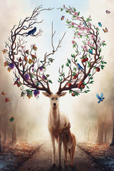 Custom Deer Silhouette Forest Wall Mural Harvest Horns Wallpaper