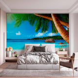 Paradise Palm Tree Beach Wallpaper Mural