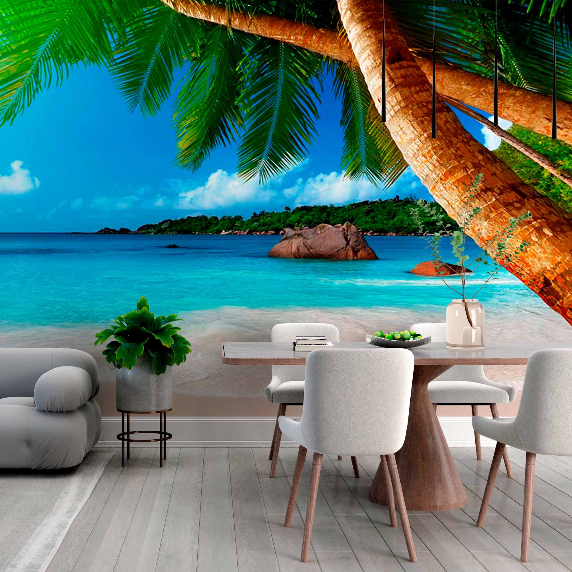 Paradise Palm Tree Beach Wallpaper Mural