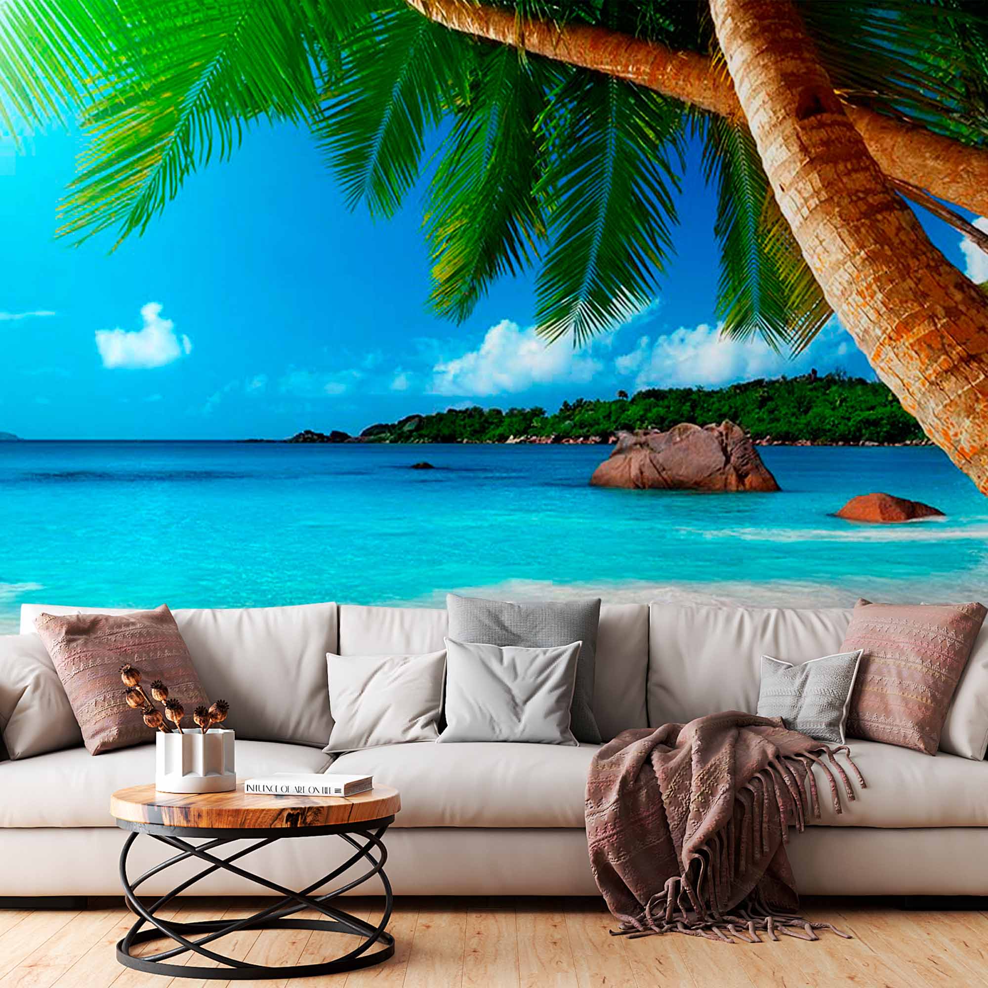 Paradise Palm Tree Beach Wallpaper Mural