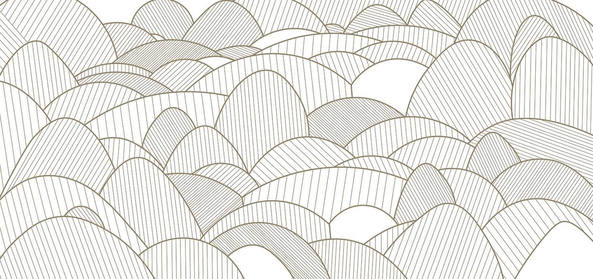 Papier peint collines art déco – Papier peint panoramique motif de lignes gris et beige
