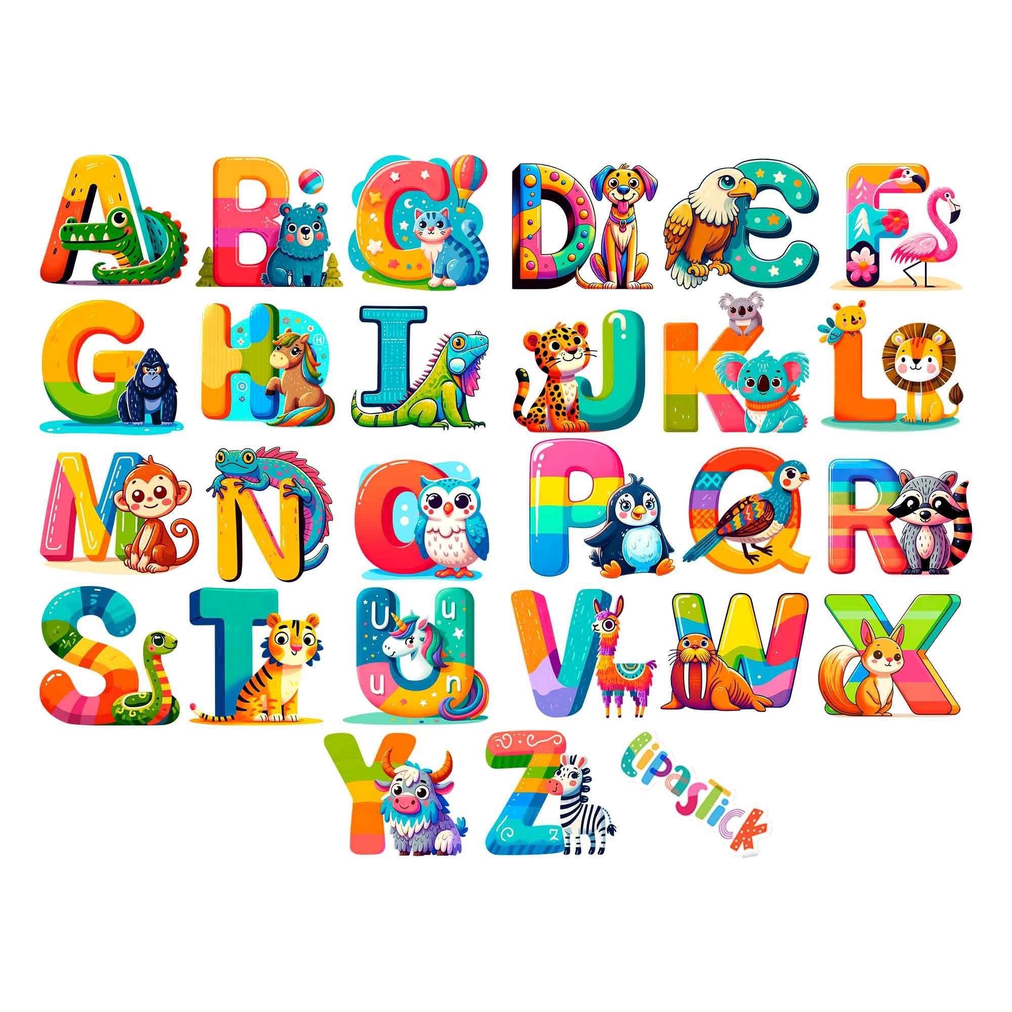 Animal Alphabet Wall Decals Educational ABC Wall Stickers for Kids