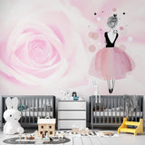 Kids Wall Mural Large Pink Rose Blossom Girl Wallpaper