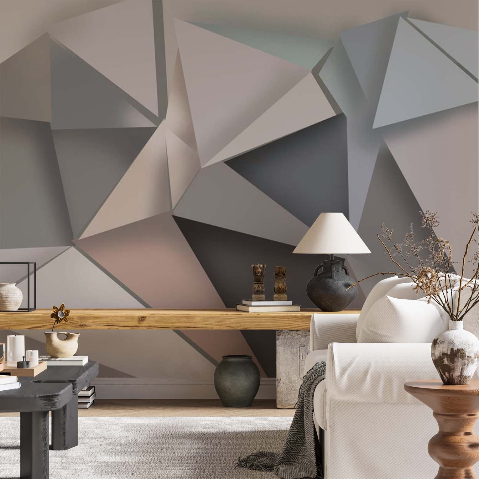 Abstract Wall Mural Origami Wall Art Geometric Wallpaper