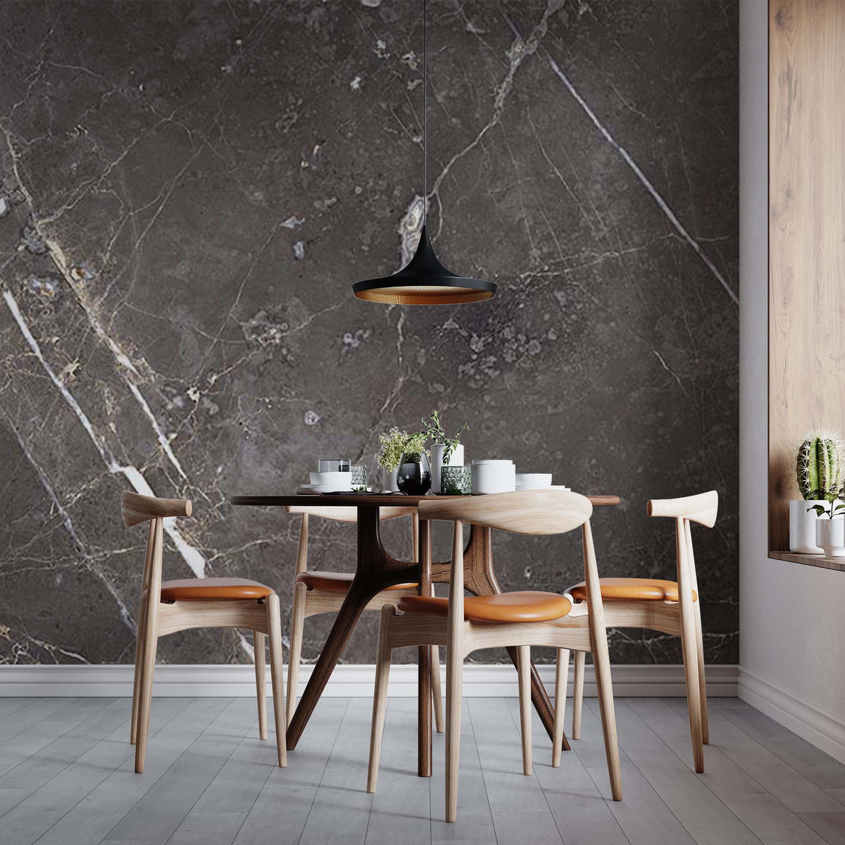 Custom Dark Gray Stone Wall Mural Art Marble Abstract Wallpaper