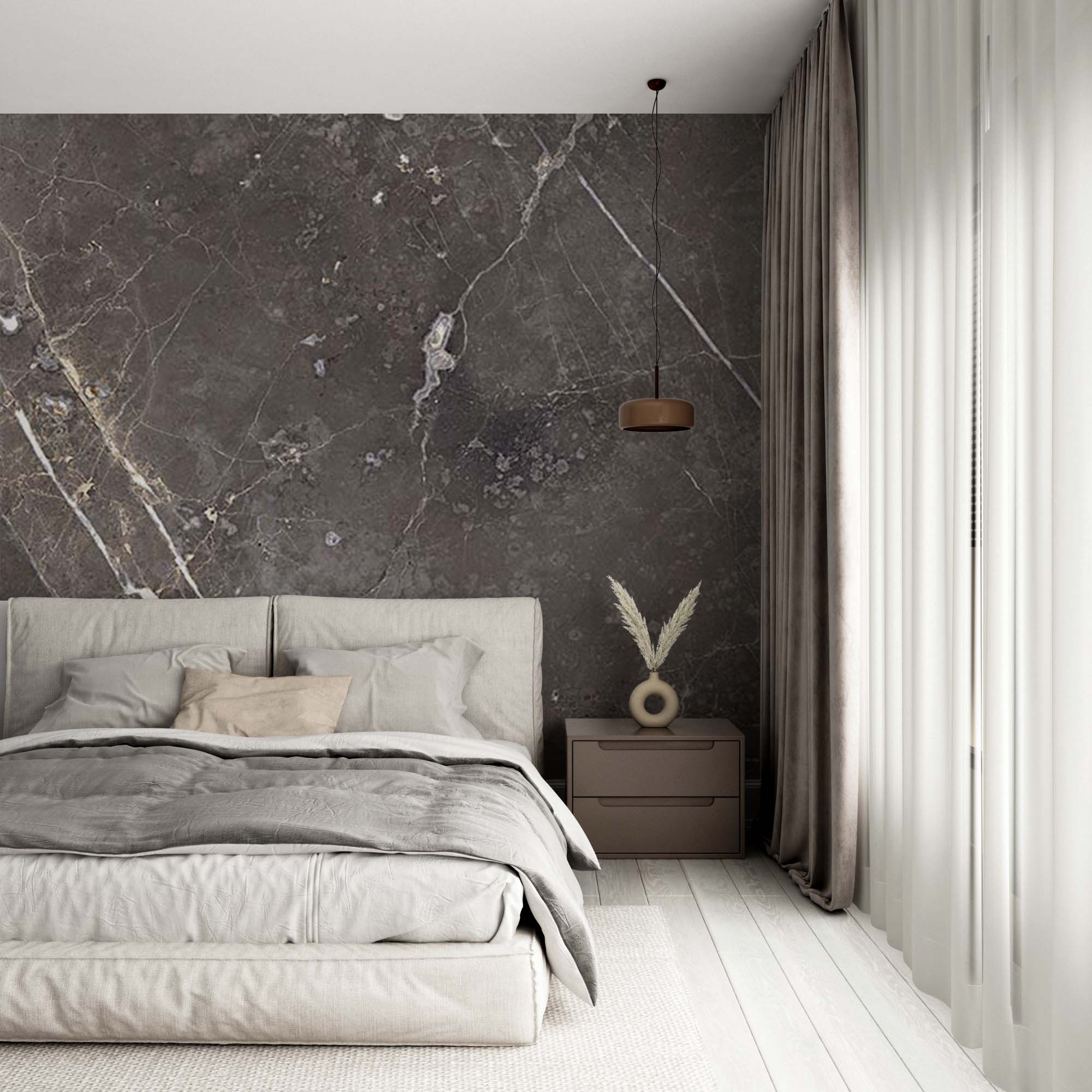 Dark Gray Stone Wall Mural Art Marble Abstract Wallpaper