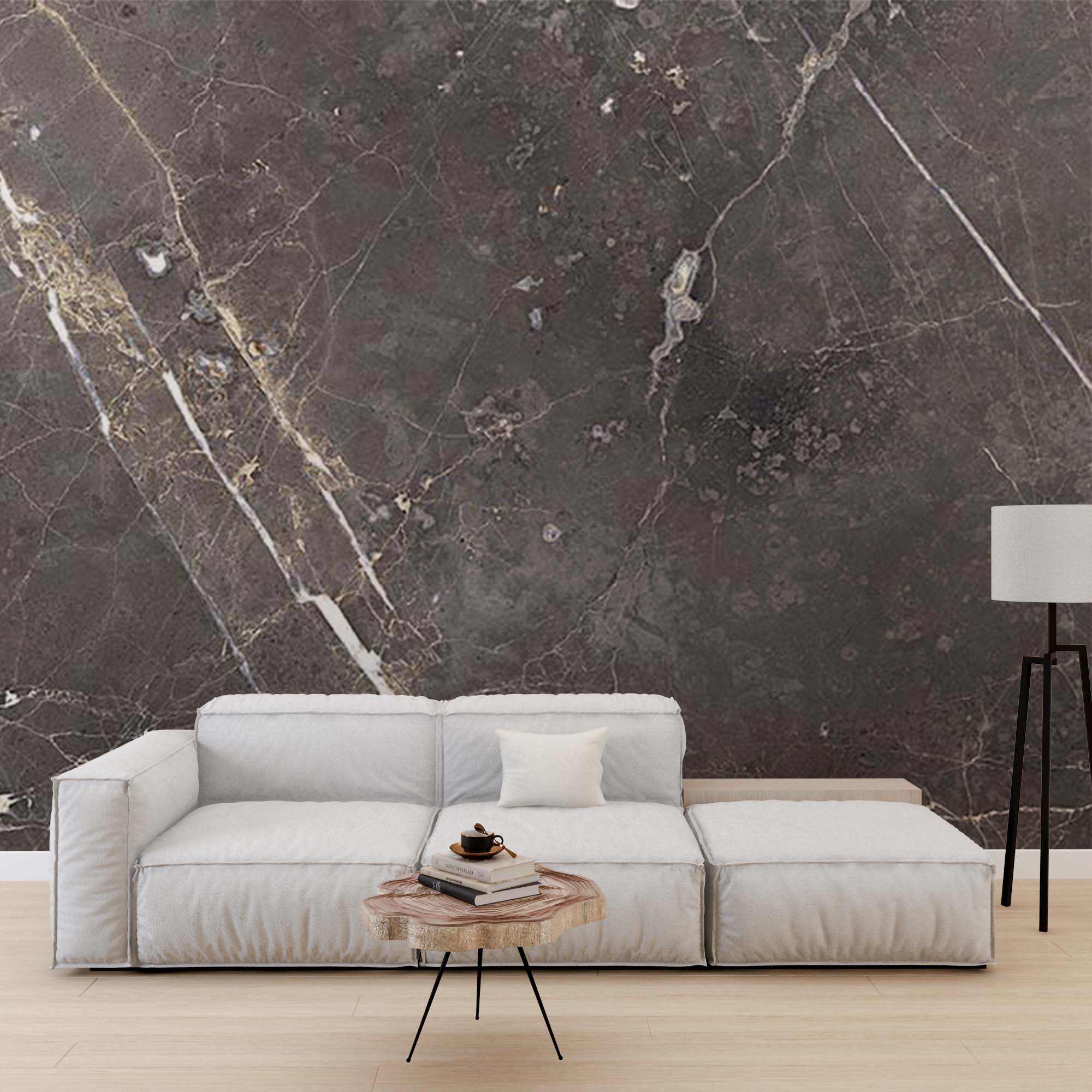 Dark Gray Stone Wall Mural Art Marble Abstract Wallpaper