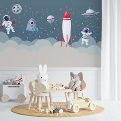 Custom Kids Wall Murals Space Rocket Planets Astronaut Wallpaper for Kids