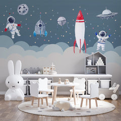 Custom Kids Wall Murals Space Rocket Planets Astronaut Wallpaper for Kids