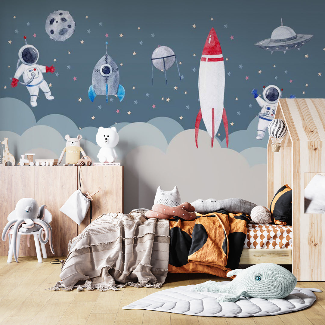 Kids Wall Murals Space Rocket Planets Astronaut Wallpaper for Kids