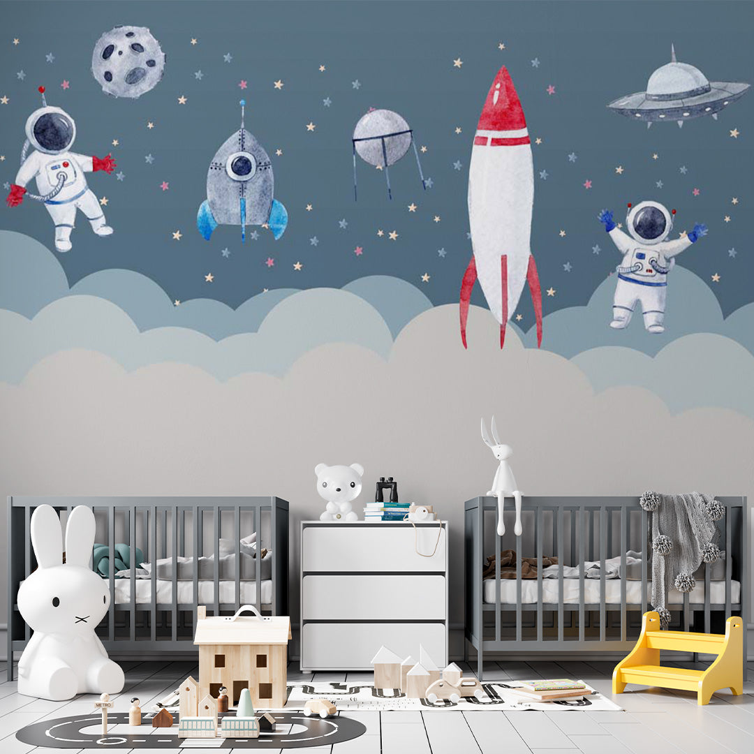 Kids Wall Murals Space Rocket Planets Astronaut Wallpaper for Kids