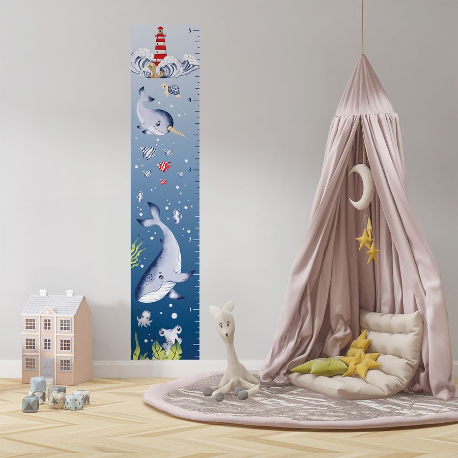 Kids' Growth Chart Peel and Stick Solar System Ocean Life Under The Sea Fish Wall Decals