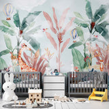 Kids Wall Mural Jungle Dream Tropical Palm Safari Animals Wallpaper for Kids Room