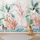 Kids Wall Mural Jungle Dream Tropical Palm Safari Animals Wallpaper for Kids Room