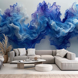 Liquid Ink Abstract Wall Mural Blue Colorful Smoke Wallpaper