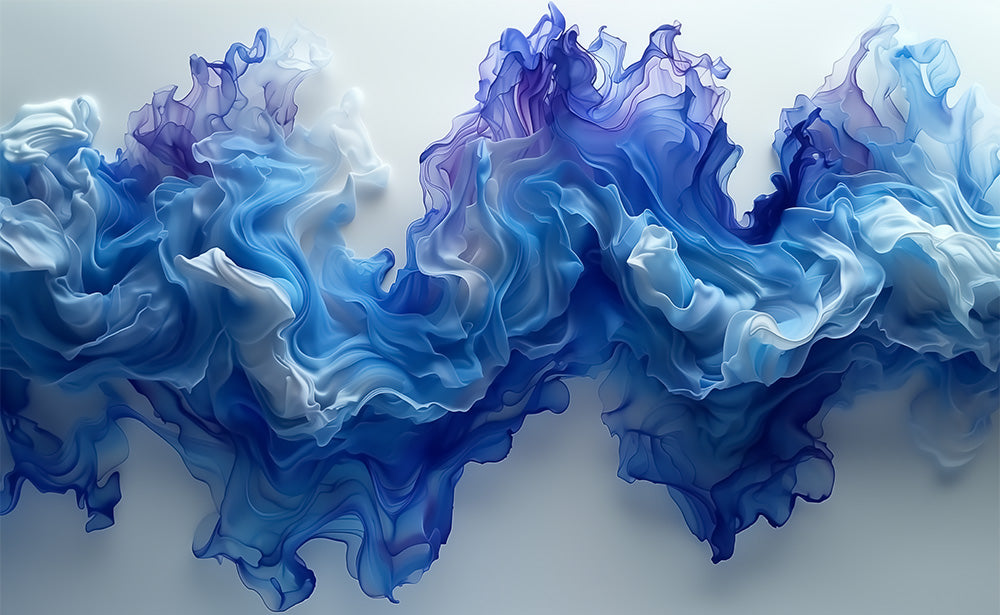 Liquid Ink Abstract Wall Mural Blue Colorful Smoke Wallpaper