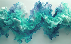 Custom Abstract Wall Mural Ink in Water Teal Blue Colorful Smoke Wallpaper