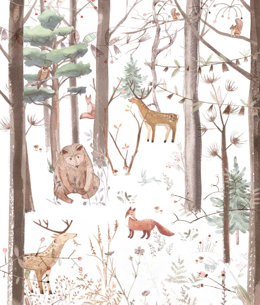 Kids Wall Mural Whimsical Forest Animals Nature Inspired Wallpaper for Kids Room