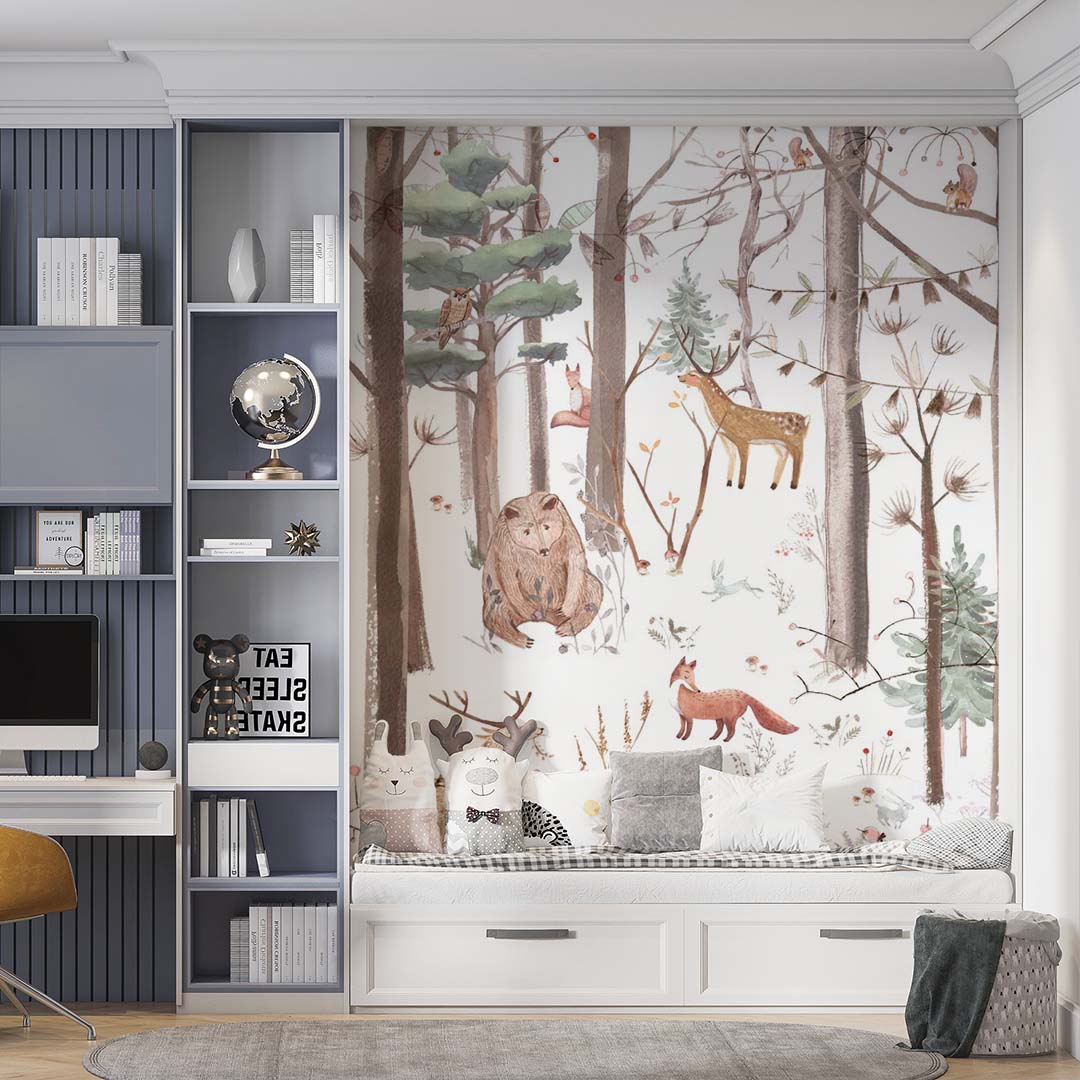 Kids Wall Mural Whimsical Forest Animals Nature Inspired Wallpaper for Kids Room