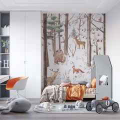 Custom Kids Wall Mural Whimsical Forest Animals Nature Inspired Wallpaper for Kids Room