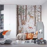 Kids Wall Mural Whimsical Forest Animals Nature Inspired Wallpaper for Kids Room