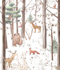 Custom Kids Wall Mural Whimsical Forest Animals Nature Inspired Wallpaper for Kids Room