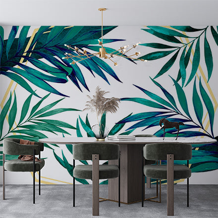 Tropical Escape Wallpaper Mural Modern Design with Botanical Touches