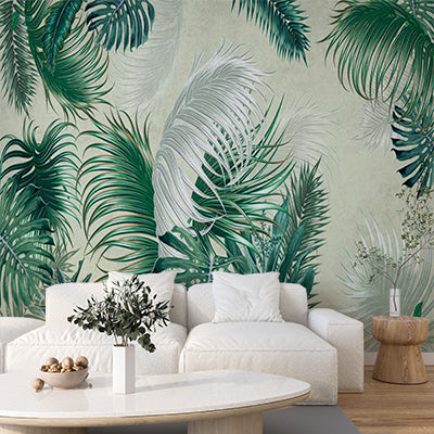 Watercolor Botanical Print Wall Mural: Delicate Nature Modern Wallpaper