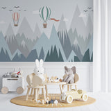 Kids Wall Murals Blue Mountains Geometric Simple Design Nursery Wallpaper for Kids