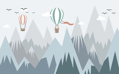 Niestandardowe fototapety dla dzieci Góry Błękitne Geometryczna prosta konstrukcja Przedszkole Tapeta dla dzieci