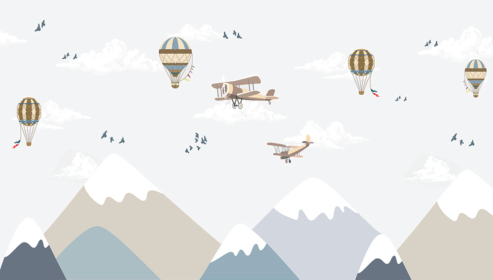 Kids Wall Murals Aircaft Mountains Airplanes Wallpaper for Kids