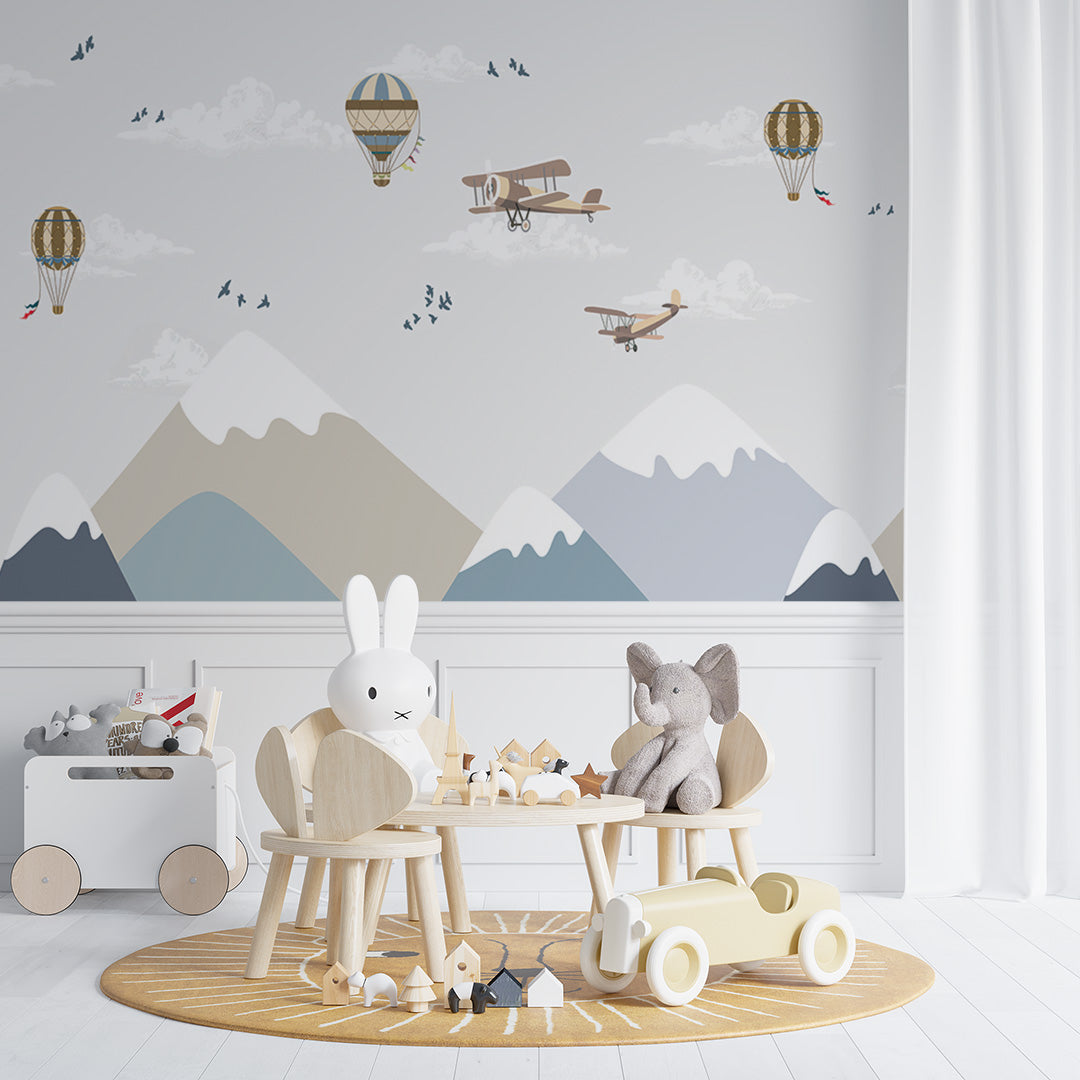 Kids Wall Murals Aircaft Mountains Airplanes Wallpaper for Kids