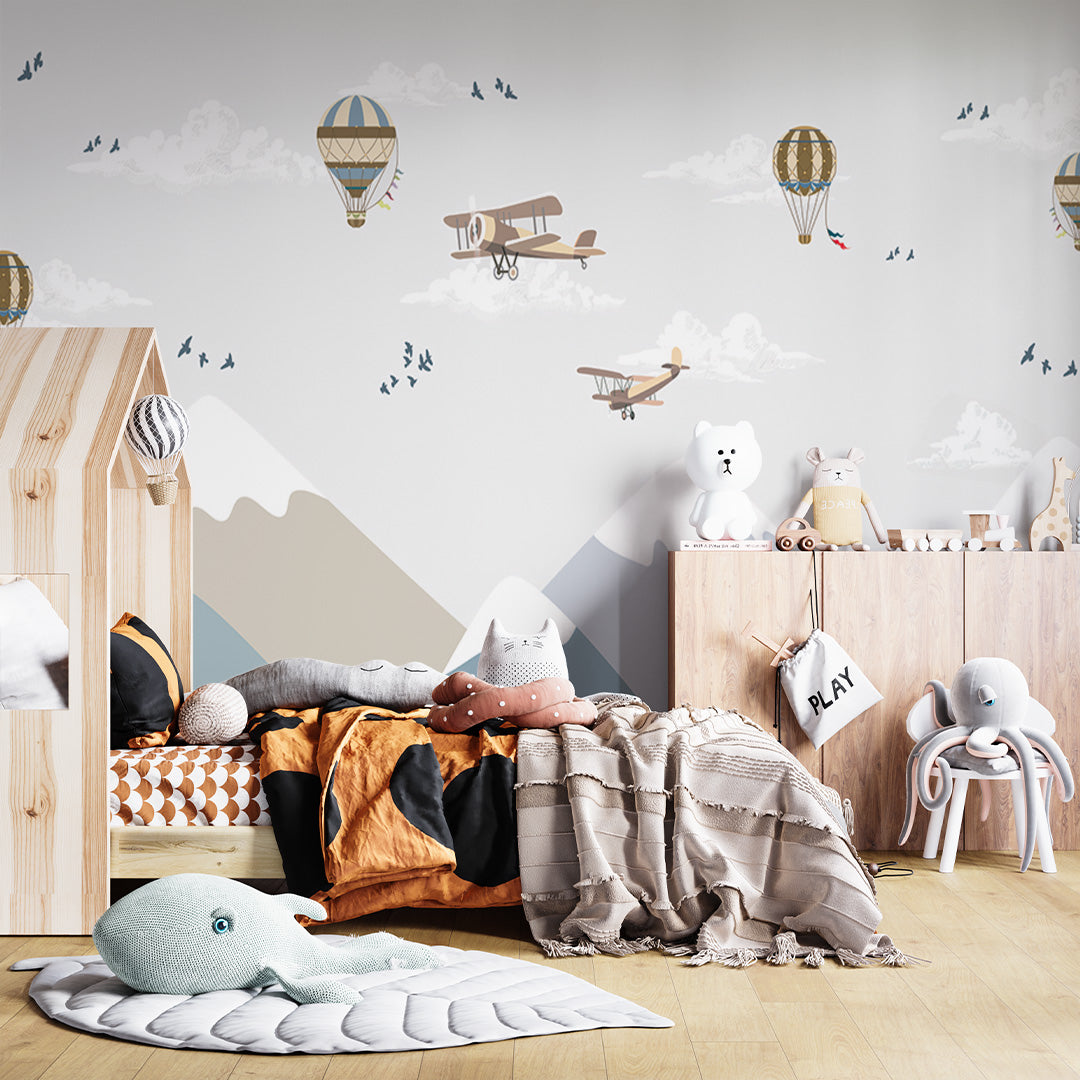 Kids Wall Murals Aircaft Mountains Airplanes Wallpaper for Kids