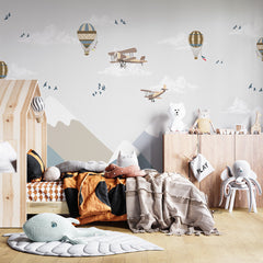 Custom Kids Wall Murals Aircaft Mountains Airplanes Wallpaper for Kids