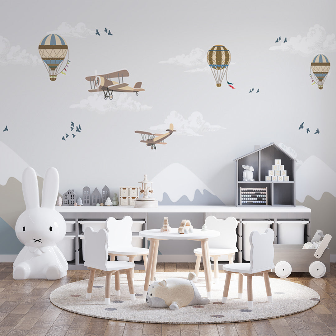 Kids Wall Murals Aircaft Mountains Airplanes Wallpaper for Kids