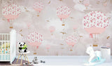 Kids Wall Murals Hot Air Balloon Flowers Blossom Design