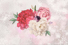 Custom Peony Flowers Bouquet Wall Mural Pink and White Floral Wallpaper