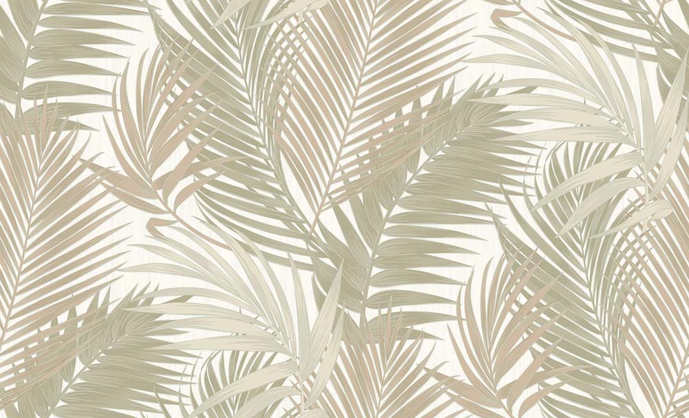 Minimalist Palm Leaves Wall Mural Tropical Fern on White Background Wallpaper