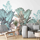 Botanical Fleur Wall Mural Plant Motifs Green  Wallpaper