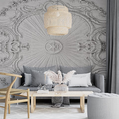 Custom Elegant White Baroque Ceiling Design Wall Mural Wallpaper - Detailed Classic Architecture