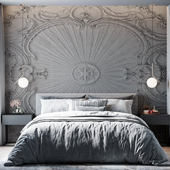 Custom Elegant White Baroque Ceiling Design Wall Mural Wallpaper - Detailed Classic Architecture