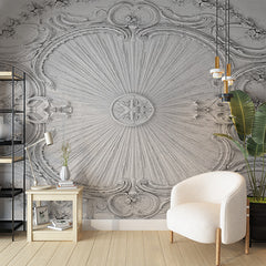 Custom Elegant White Baroque Ceiling Design Wall Mural Wallpaper - Detailed Classic Architecture