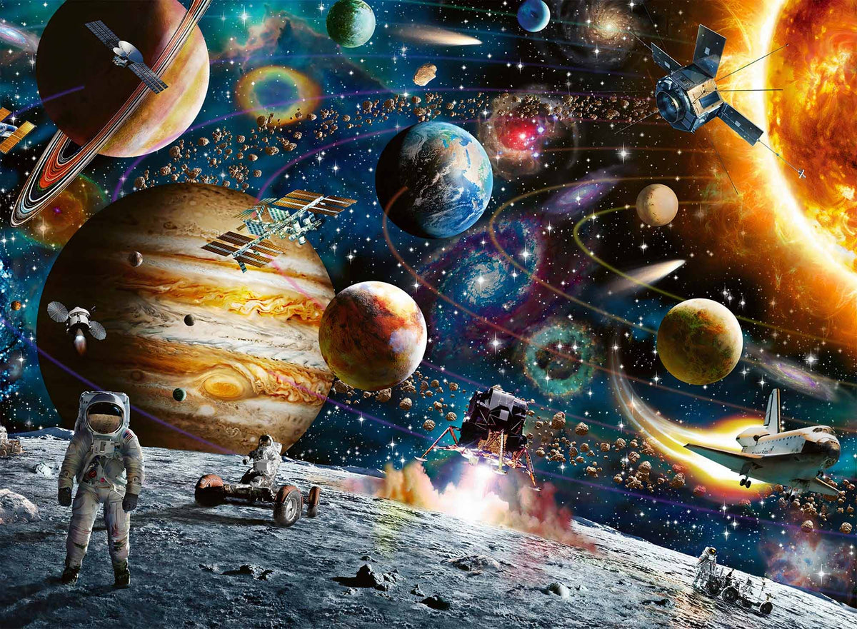Papier peint exploration spatiale – Papier peint panoramique astronautes, planètes et vaisseaux spatiaux