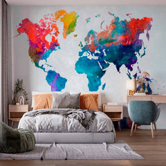 Custom Colorful Abstract World Map Wall Mural Wallpaper for Home Decor