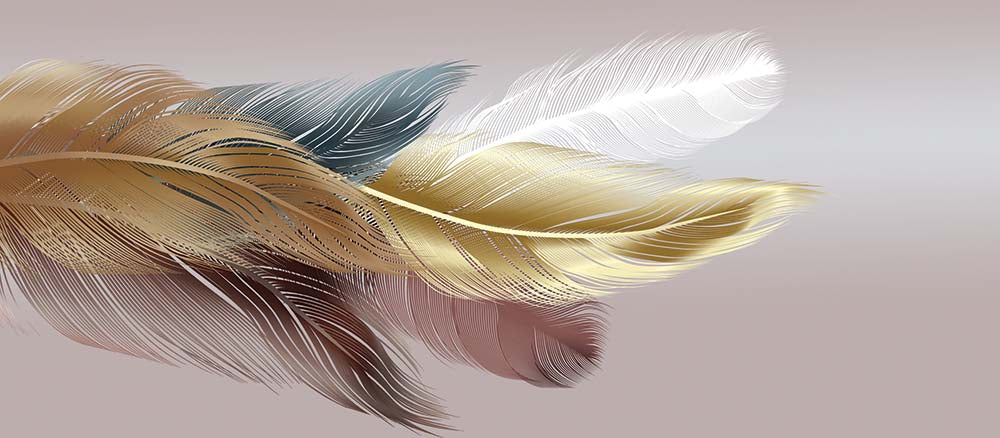 Elegant Metallic Feather Design Wall Mural Wallpaper