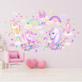 Large Unicorn Wall Stickers Pack - Bright Kids Wall Decals for Girls Room